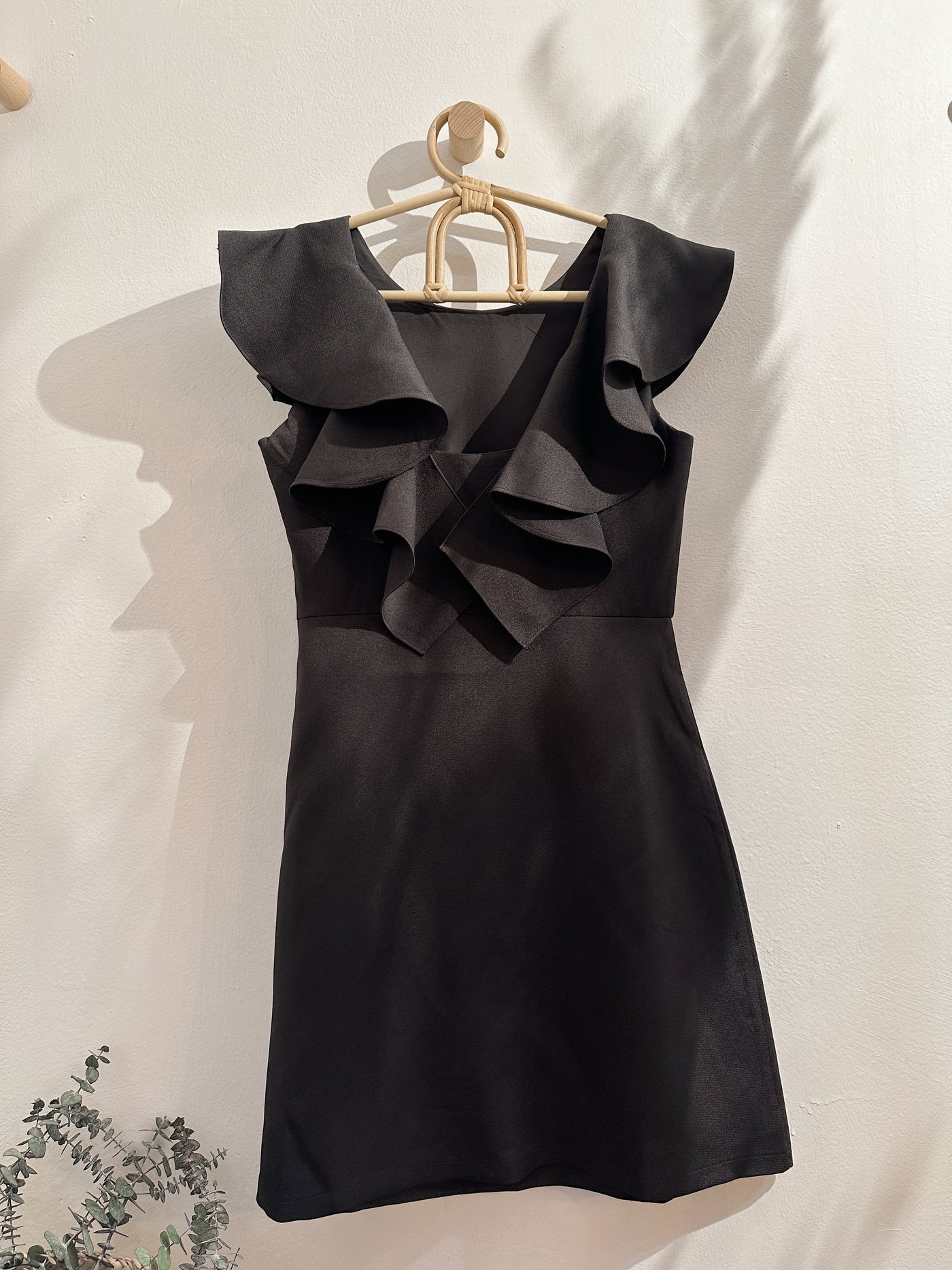 Black Dress with Ruffle Sleeve