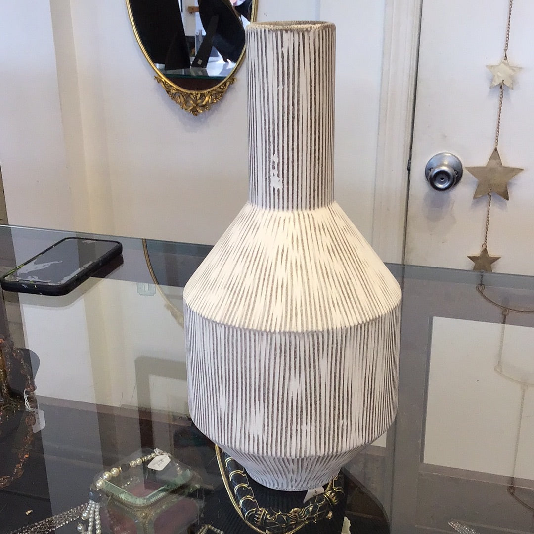 Brown and white funky shaped vase