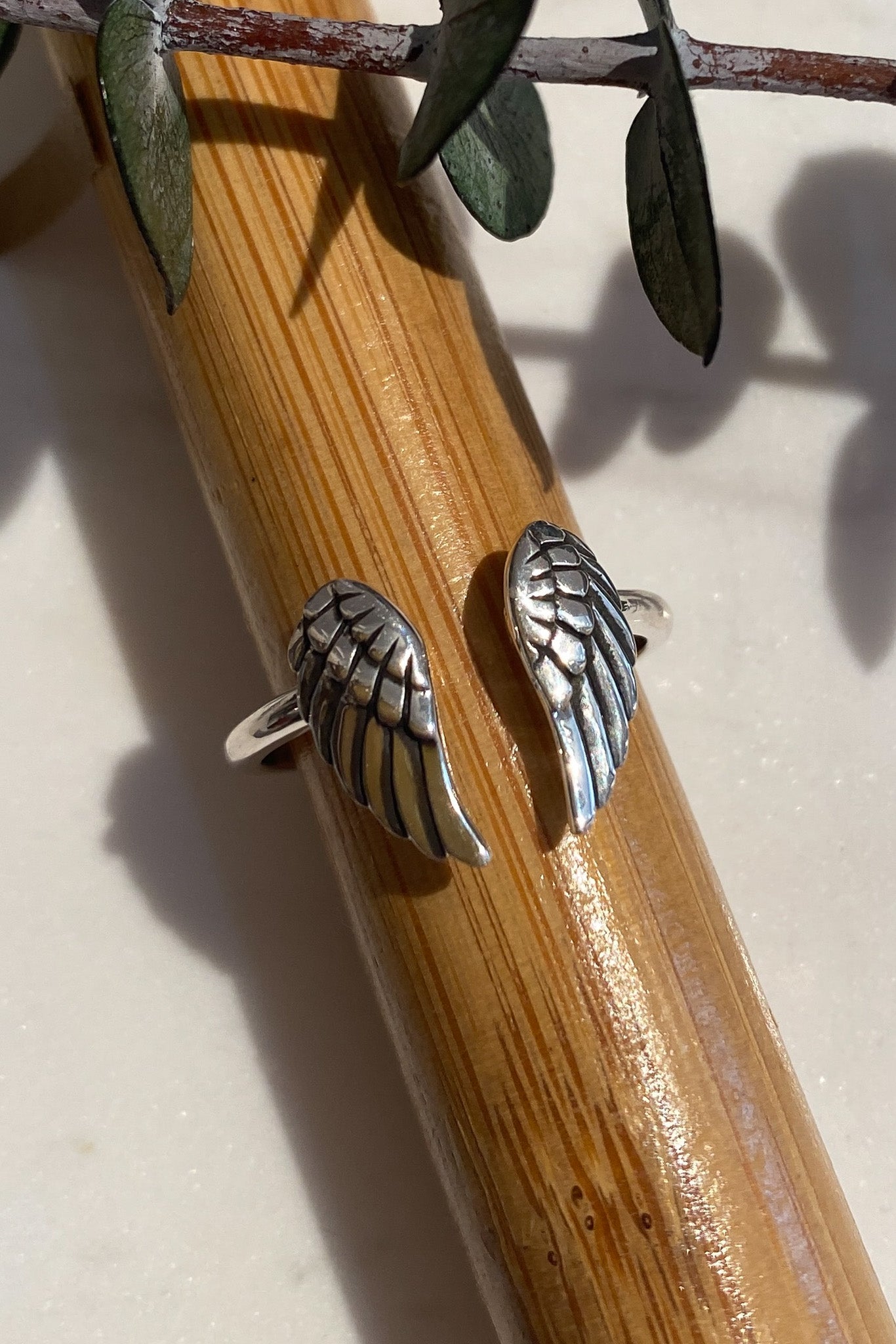 Nina Designs Adjustable Silver Angel Wings Ring - Simple Good